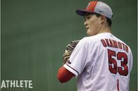 <div class="caption">ここまで14試合に登板し1勝1敗1H。5月13日（巨人戦）ではお立ち台にも立った岡本</div>