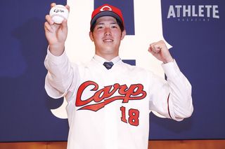 広島カープ森下暢仁高校時代帽子 （右肘張りで開幕2戦目回避の