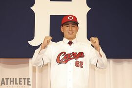 《カープ・新入団選手発表会見》アピールポイントは肩の強さ。目指す捕手像は先輩・坂倉将吾！ドラフト4位・清水叶人