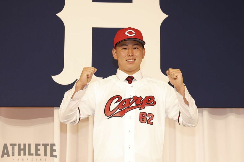 《カープ・新入団選手発表会見》アピールポイントは肩の強さ。目指す捕手像は先輩・坂倉将吾！ドラフト4位・清水叶人