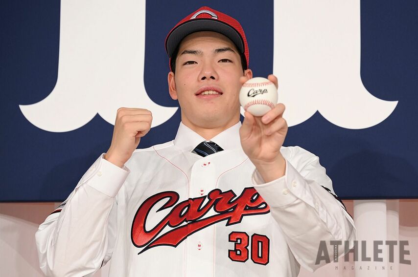 「立派な選手になってチームの優勝に貢献できるように頑張る」2023年カープドラフト指名選手の言葉＜ドラフト3位・滝田一希＞<br />