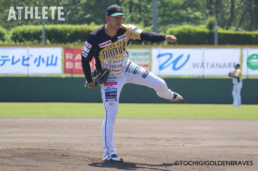 <div class="caption">６回6奪三振の好投を見せた、栃木ゴールデンブレーブスの中山貴史</div>