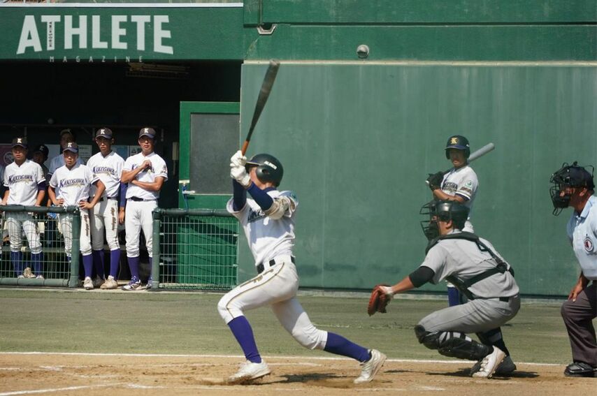 <div class="caption">勝ち越しの犠牲フライを放った、兵庫加古川ヤング・廣田奏志選手</div>